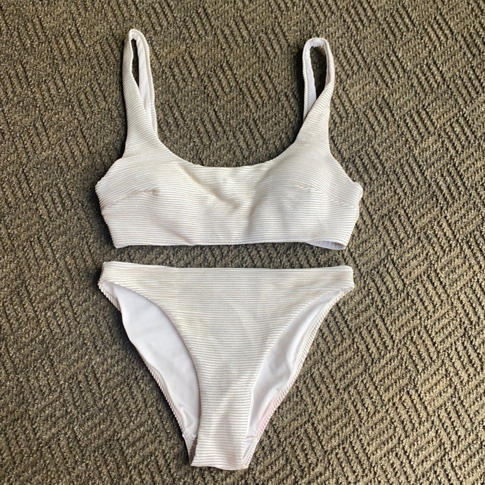 H&M cream and gold swim suit